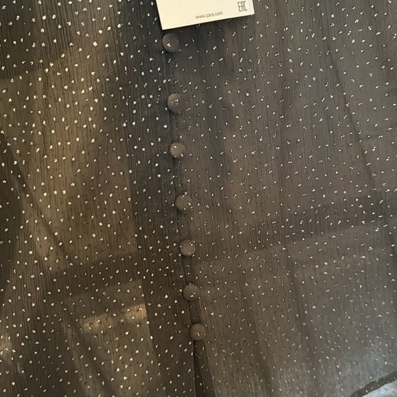 Zara Sheer Grey Sparkle Blouse Small NWT - Picture 10 of 13